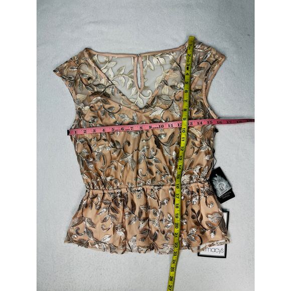 ADRIANNA PAPELL  6p pink blush metallic embroidered party blouse top NWT B74 - Picture 4 of 6